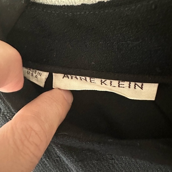Vintage Anne Klein Black Classic Wool Midi Dress S - Picture 3 of 5
